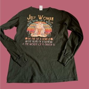 Gildan Graphic Long Sleeve Tee - dark sage green spiritual July